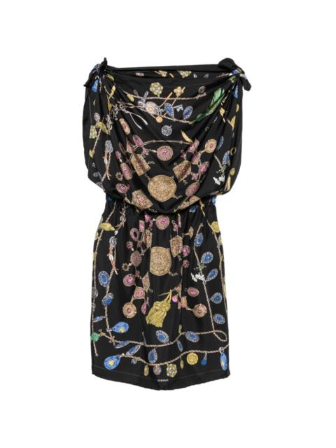 VERSACE jewel-print silk mini dress