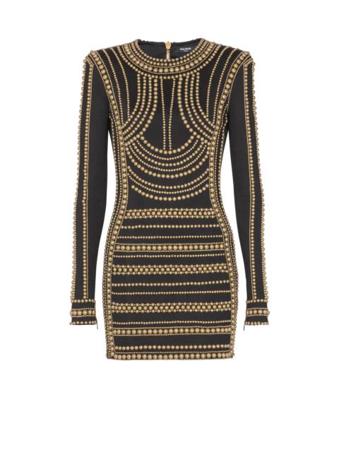 Short gold bead-embroidered dress