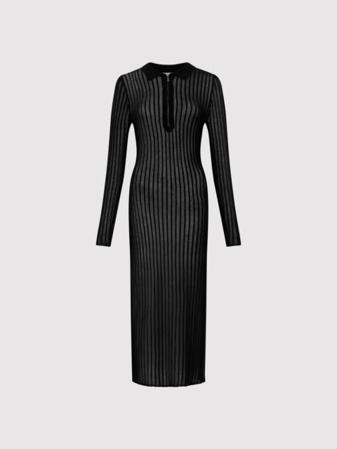 ST. AGNI Sheer Stripe Dress - Black