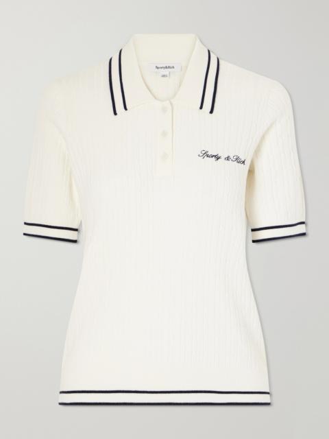 Sporty & Rich Embroidered Cable-knit Polo Shirt