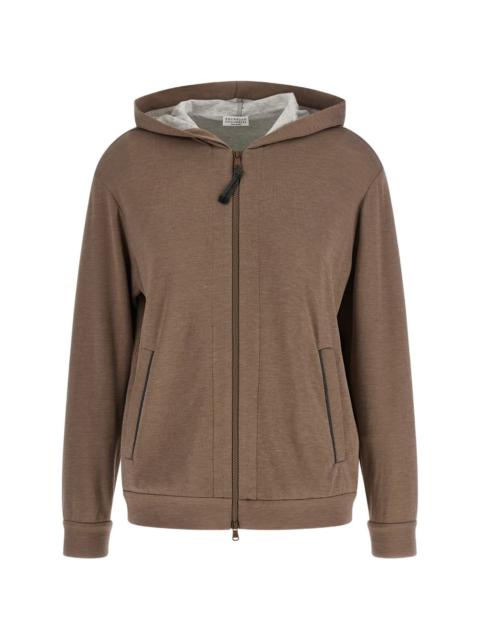 Brunello Cucinelli embroidered zip hoodie