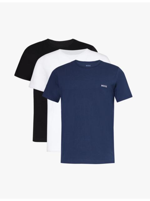 BOSS Crewneck Brand-Embroidered Pack of Three Cotton-Jersey T-Shirts