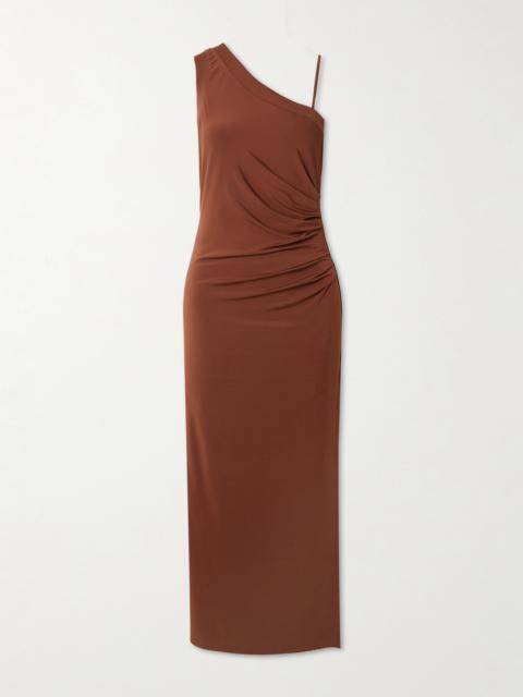 Max Mara One-shoulder Ruched Stretch-jersey Maxi Dress