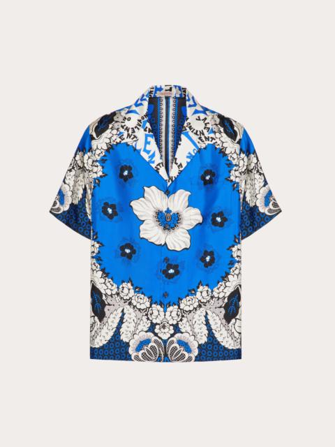Valentino SILK TWILL BOWLING SHIRT WITH VALENTINO BANDANA FLOWER PRINT