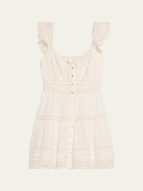LoveShackFancy Rietta Cotton Lace-Trimmed Mini Dress