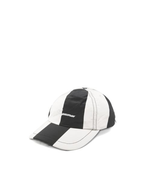 JACQUEMUS La Casquette Baluchon striped cap