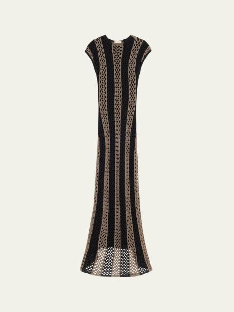diotima Neale Open-Knit Stripe Maxi Dress