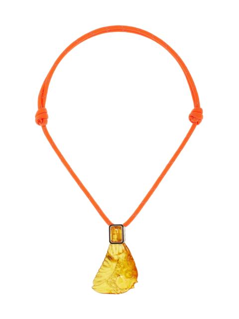 DEZSO Grande Carved Amber Fish Pendant with Citirine orange