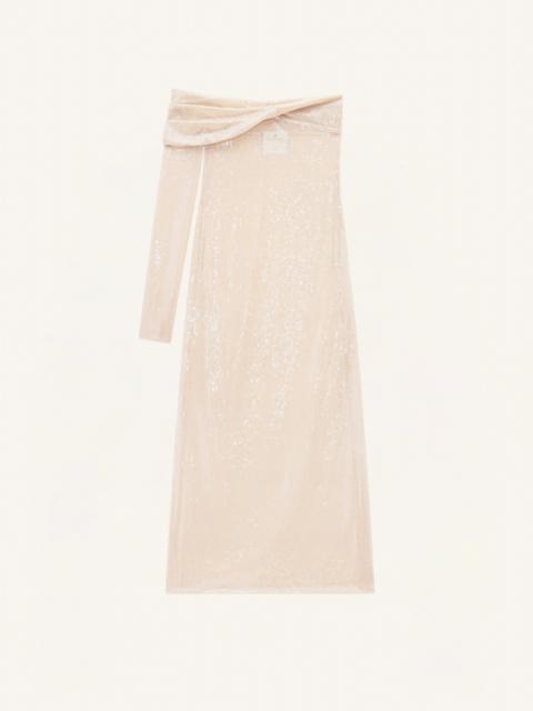 courrèges TWIST ASYMETRICAL GLITTER LONG DRESS