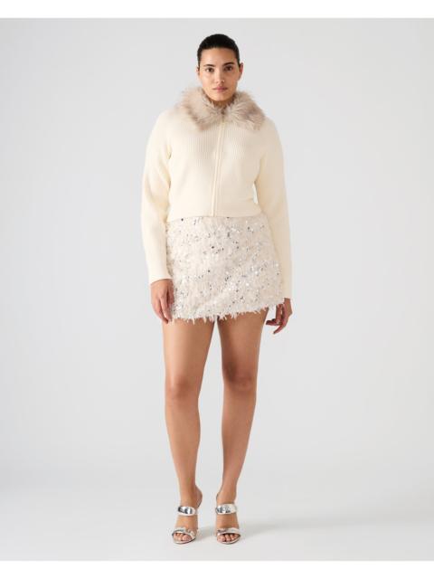 STEVE MADDEN CINDI FEATHER SKIRT IVORY
