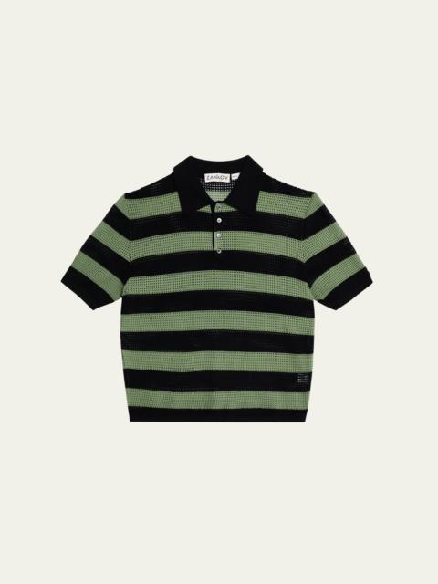 Men's Mesh Block Stripe Polo Shirt