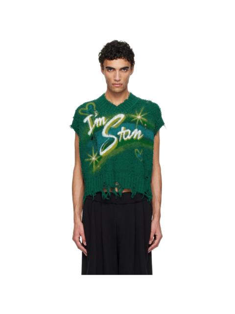 doublet Green Airbrush Recycled Cotton Knit Vest