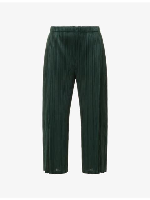 Pleats Please Issey Miyake Barrel-Leg Plisse Knitted Trousers
