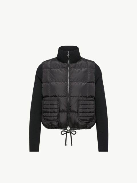 Moncler Square-Quilted Padded Wool Zip-Up Cardigan