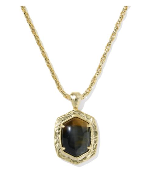 KENDRA SCOTT Tiger Striped Daphne Gold Small Long Pendant Necklace