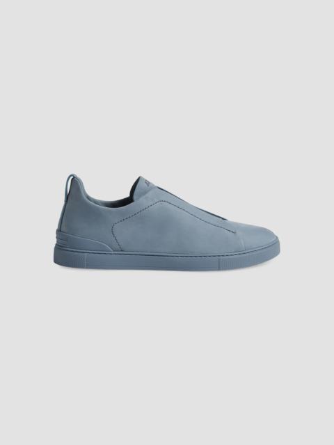 ZEGNA Men's Triple Stitch Secondskin Nubuck Sneakers - Light Blue