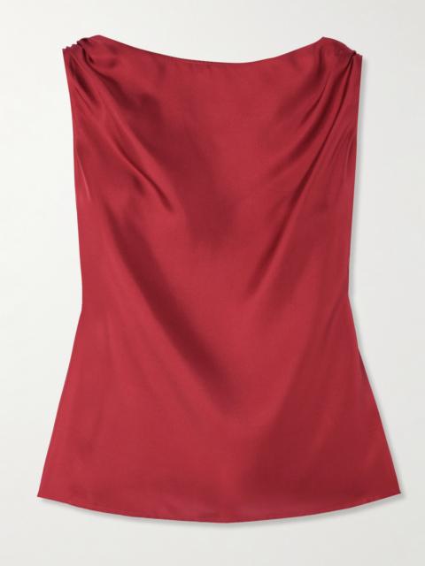 Loulou de Saison Remy Knotted Silk-twill Top