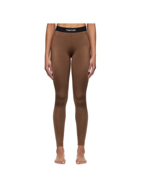 Brown Lustrous Signature Leggings