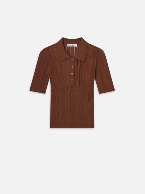 FRAME Laddered Rib Polo in Light Camel