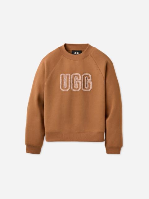 UGG ® Women's ® Logo Crewneck Cotton Blend Tops in Chestnut