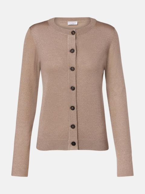 Cashmere-blend lamé cardigan