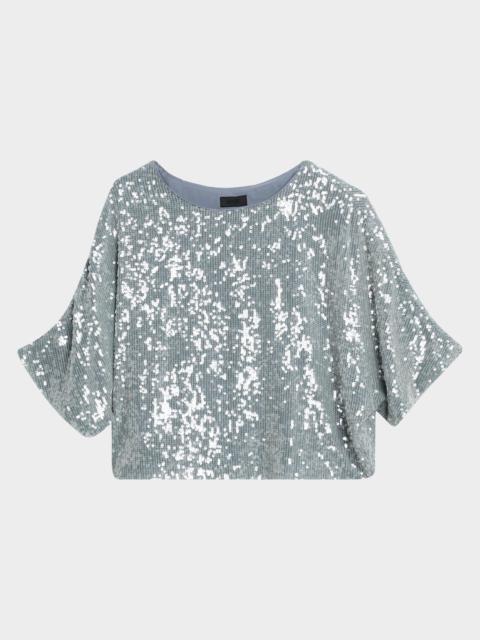 LAPOINTE Sequined Short-Sleeve Oversized T-Shirt