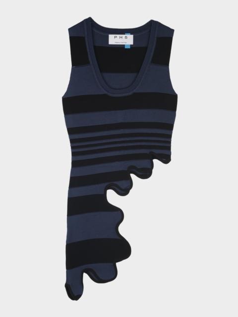 PH5 Cassia Striped Asymmetric Wavy Tank Top