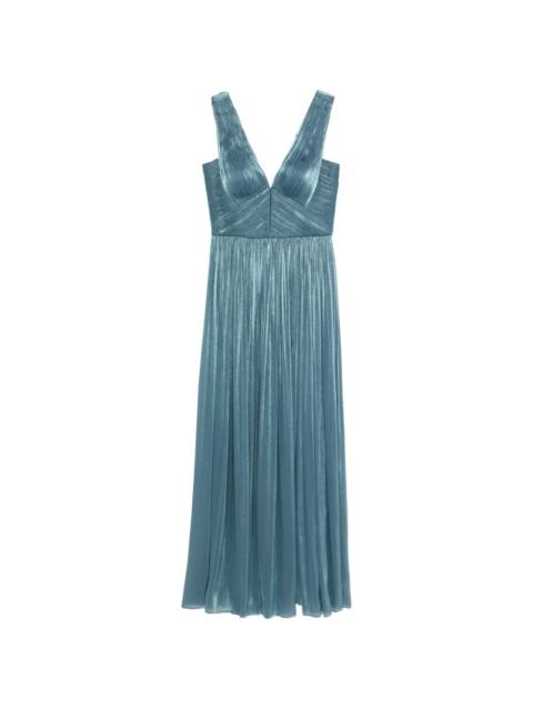 COSTARELLOS V-neck pleated dress