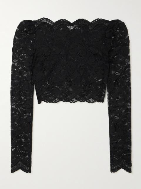 rabanne Cropped Scalloped Stretch-lace Top
