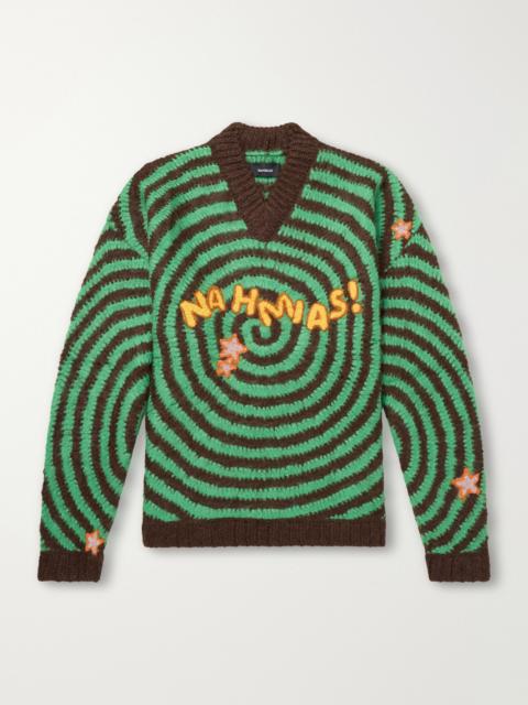 NAHMIAS Embroidered Alpaca-Blend Crochet Sweater
