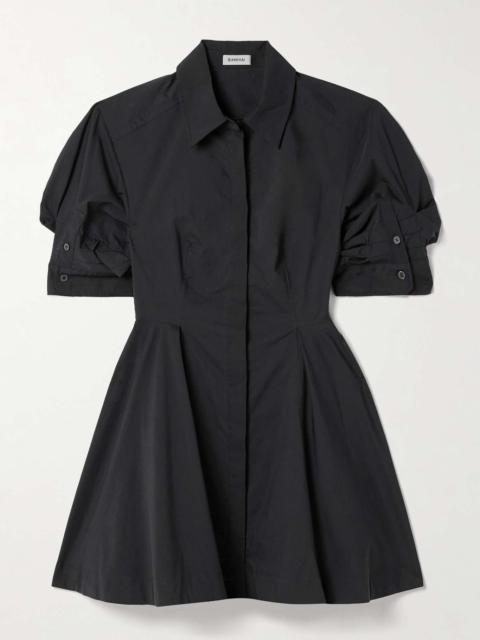 Jazzie pleated cotton-blend poplin mini shirt dress