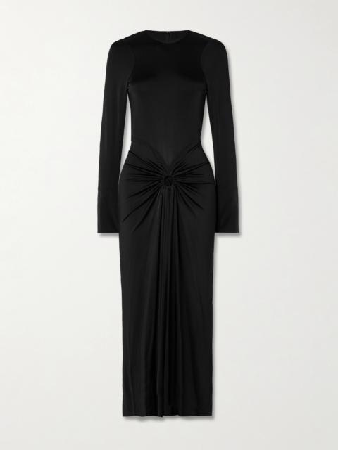 Victoria Beckham Gathered Satin-jersey Midi Dress