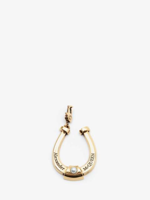 Alexander McQueen Lucky Horse Shoe Charm in Antique Gold