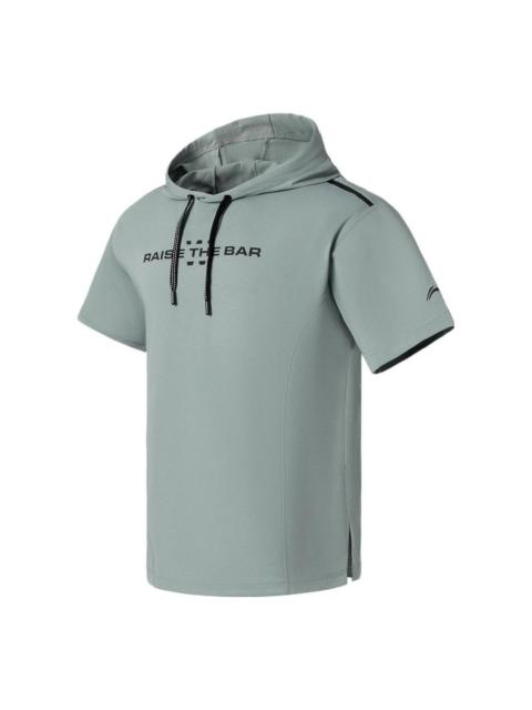 Li-Ning Li-Ning Logo Short Sleeve Hoodie 'Green Black' AAES013-5