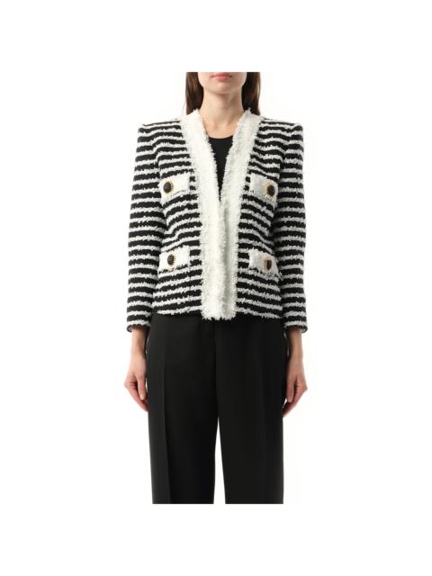 Balmain 4PKT Mariniere Tweed Jacket in Black/White