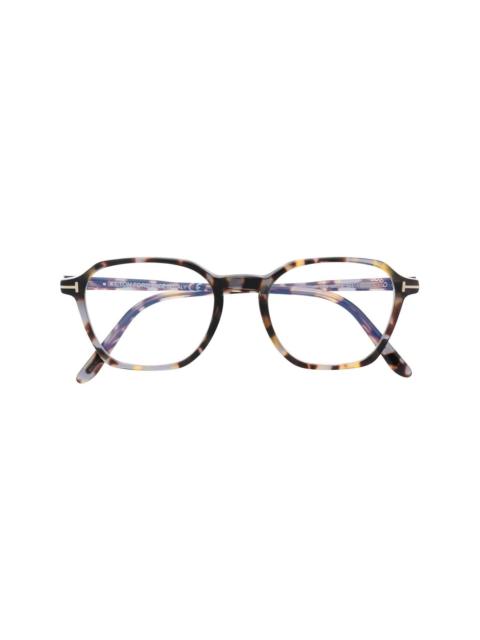 TOM FORD tortoiseshell-effect round-frame glasses