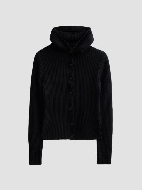 R13 Women's Ribbed Hooded Skinny Cardigan - Black