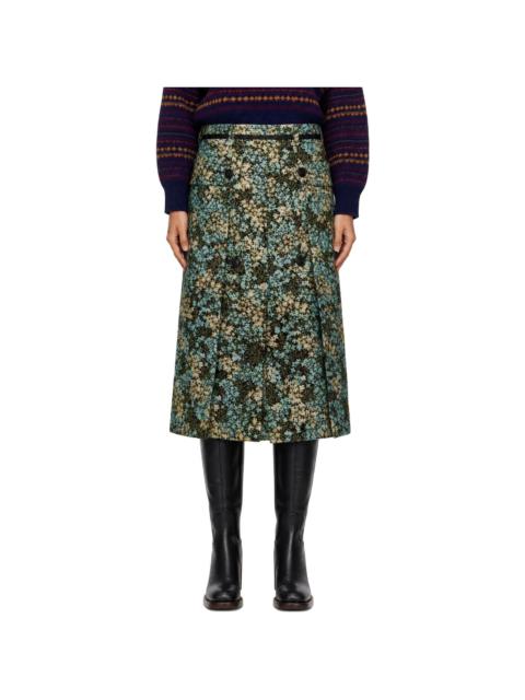 Dries Van Noten Multicolor Floral Jacquard Midi Skirt