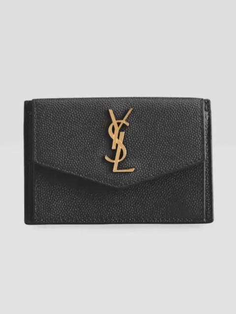 SAINT LAURENT YSL Monogram Flap Card Case in Grained Leather