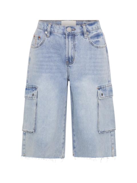 ONE TEASPOON Skater Girl Low Waist Super Long Leg Denim Jorts - Soft Blue