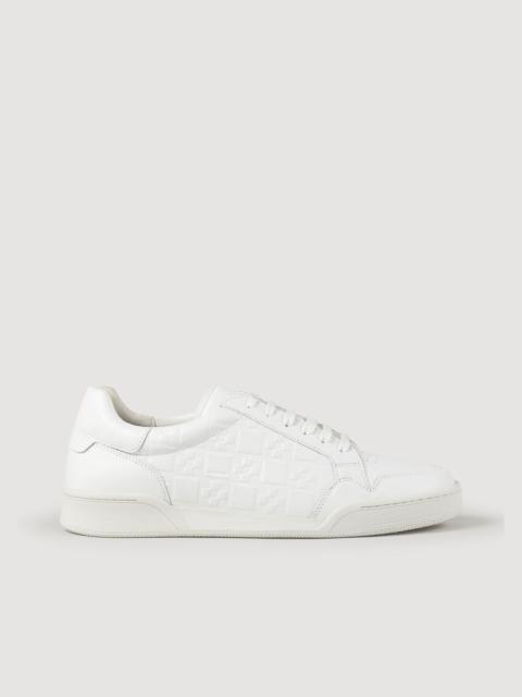 EMBOSSED SQUARE CROSS LEATHER SNEAKERS