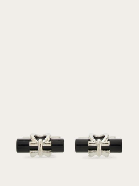 FERRAGAMO Gancini cufflinks with resin detail
