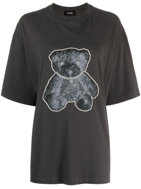 We11done Necklace Teddy-print cotton T-shirt
