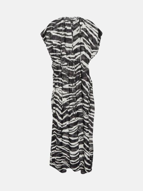 Zebra-print cotton maxi dress