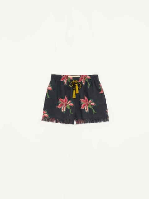 Valentino PAPIER FLORAL LINEN SHORTS