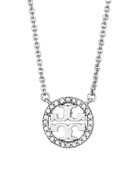 TORY BURCH Silvertone & Swarovski Crystal Logo Necklace