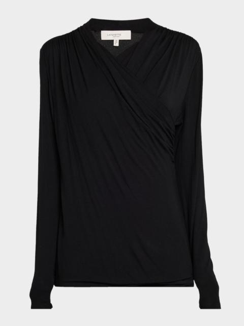 Lafayette 148 New York Draped Wrap-Front Viscose Jersey Top