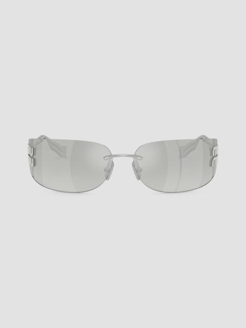 Miu Miu Women's 75MM Rimless Wrap Sunglasses - Silver