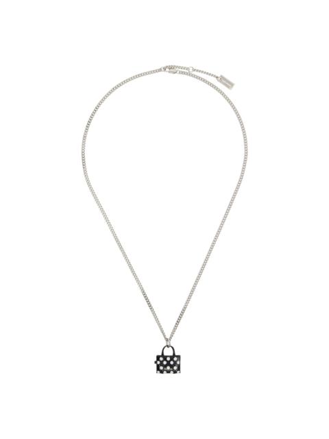 Silver Polka Dot Tote Pendant Necklace