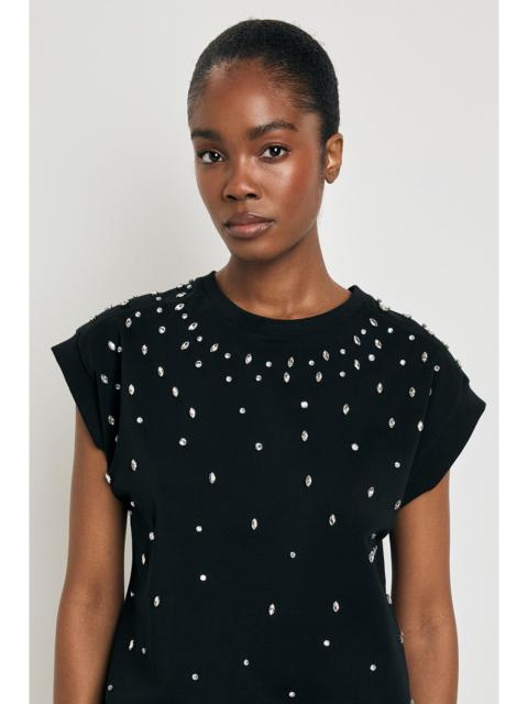 KAREN MILLEN Embellished Cotton Jersey T-Shirt